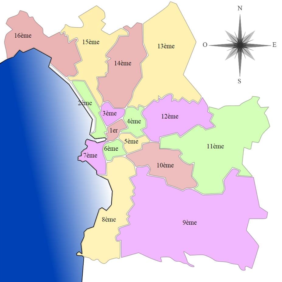 žemėlapis Marselio arrondissement