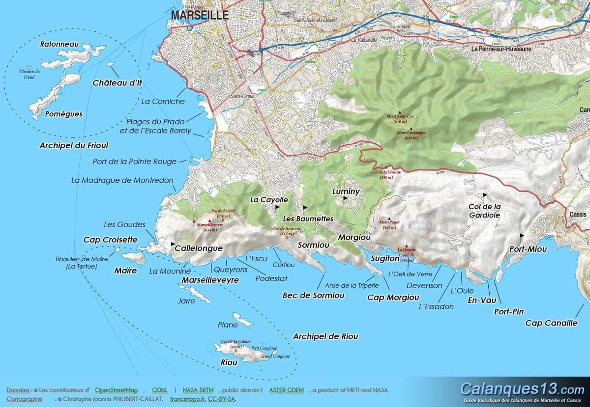 geografinis žemėlapis iš Marseille