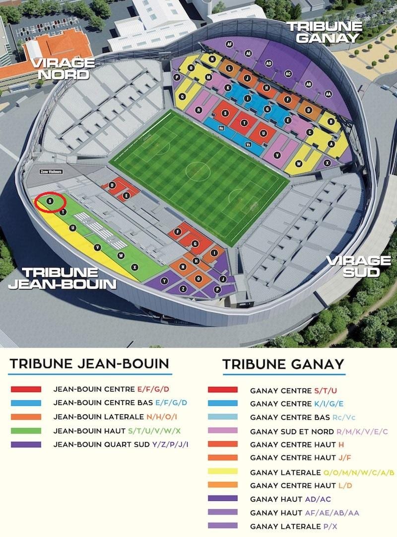 stade velodrome krėslų žemėlapyje