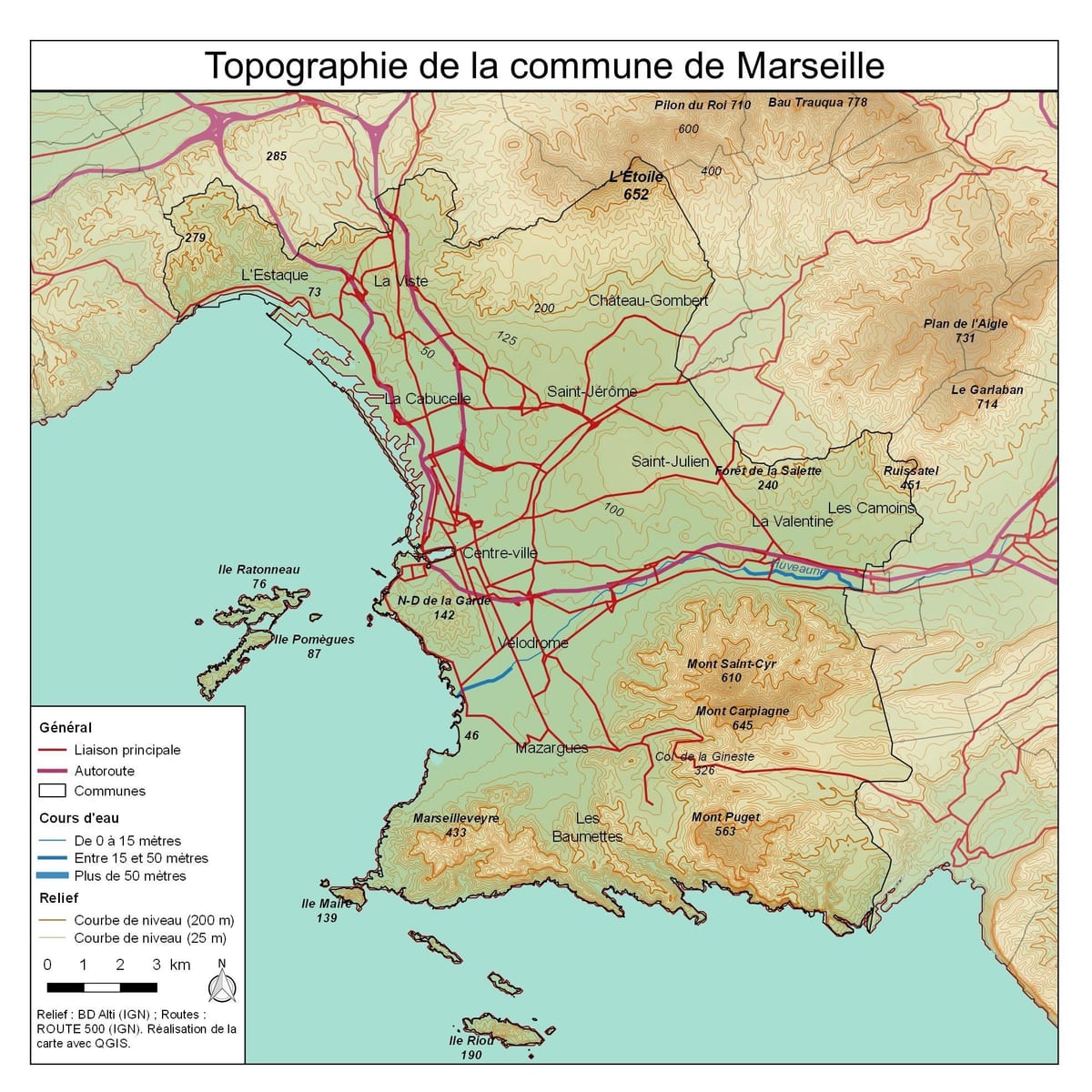 topografinis žemėlapis, Marseille