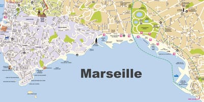 Marselio paplūdimiai žemėlapyje